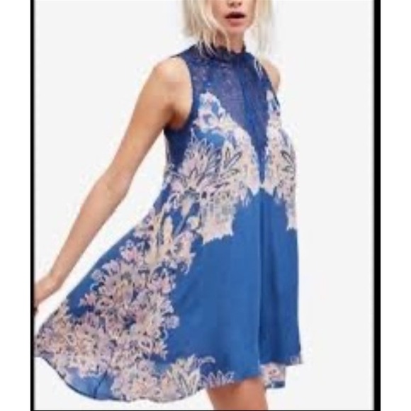 Free People Dresses & Skirts - Intimately Free People Slip Dress size XS, Marsha Trapeze Blue Pink Floral Lace